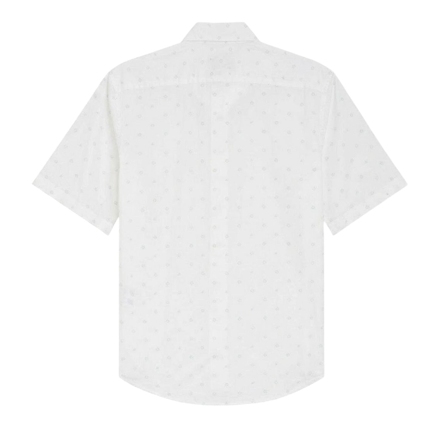 White - Back - Boss Mens Microprint Regular Short-Sleeved Shirt