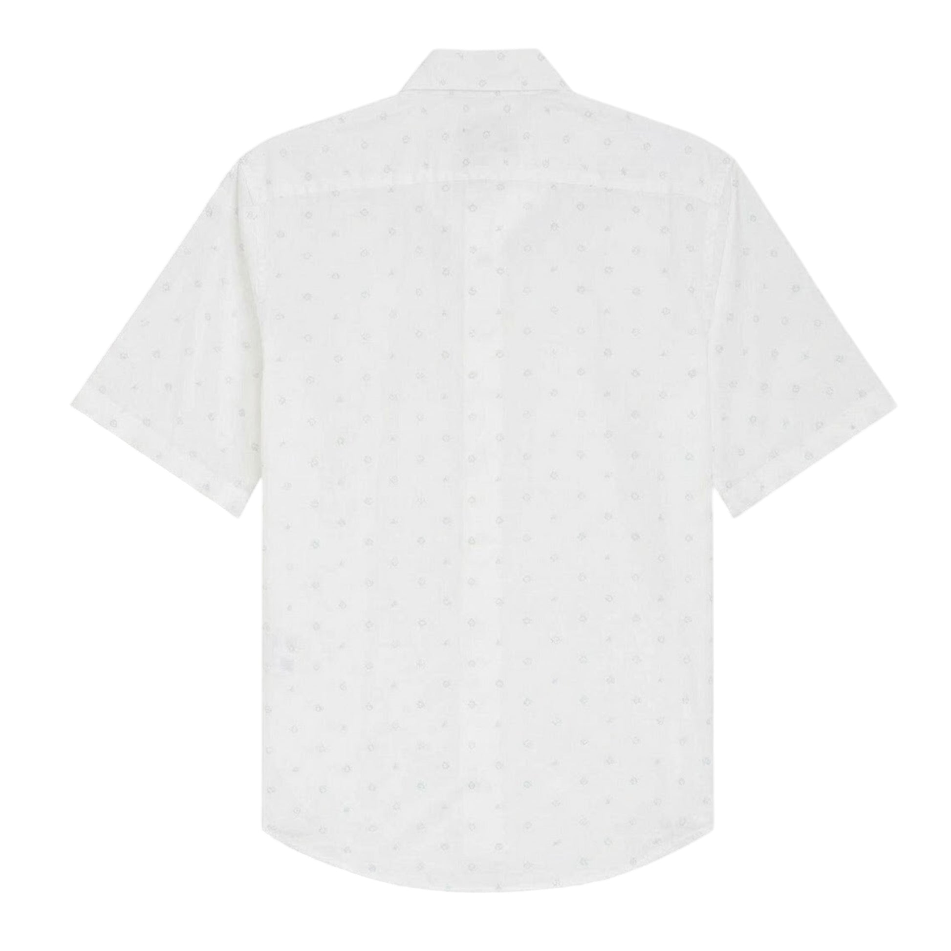 White - Back - Boss Mens Microprint Regular Short-Sleeved Shirt