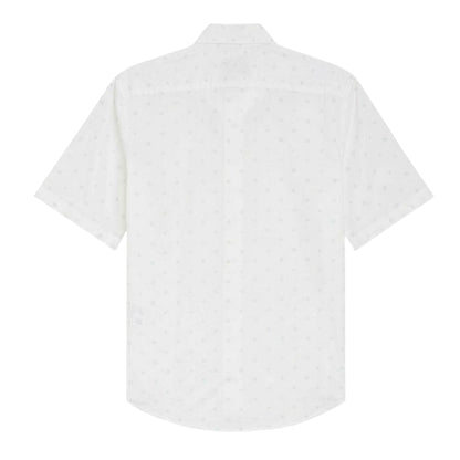 White - Back - Boss Mens Microprint Regular Short-Sleeved Shirt