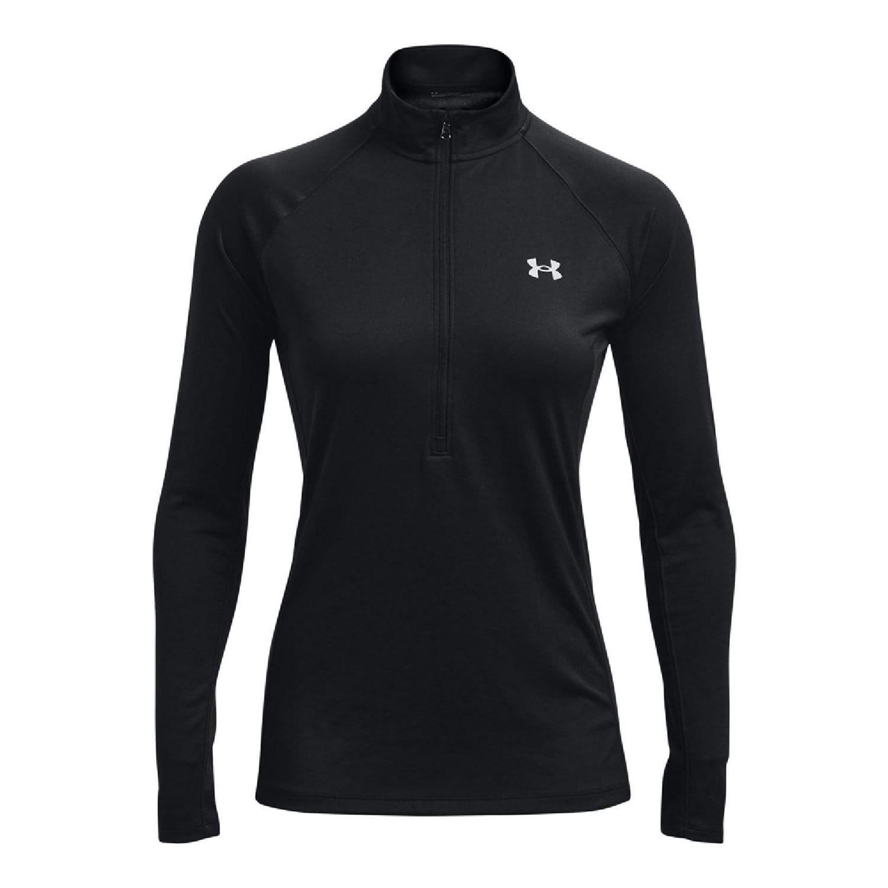 Black - Front - Under Armour Womens-Ladies Tech Quarter Zip Track Top