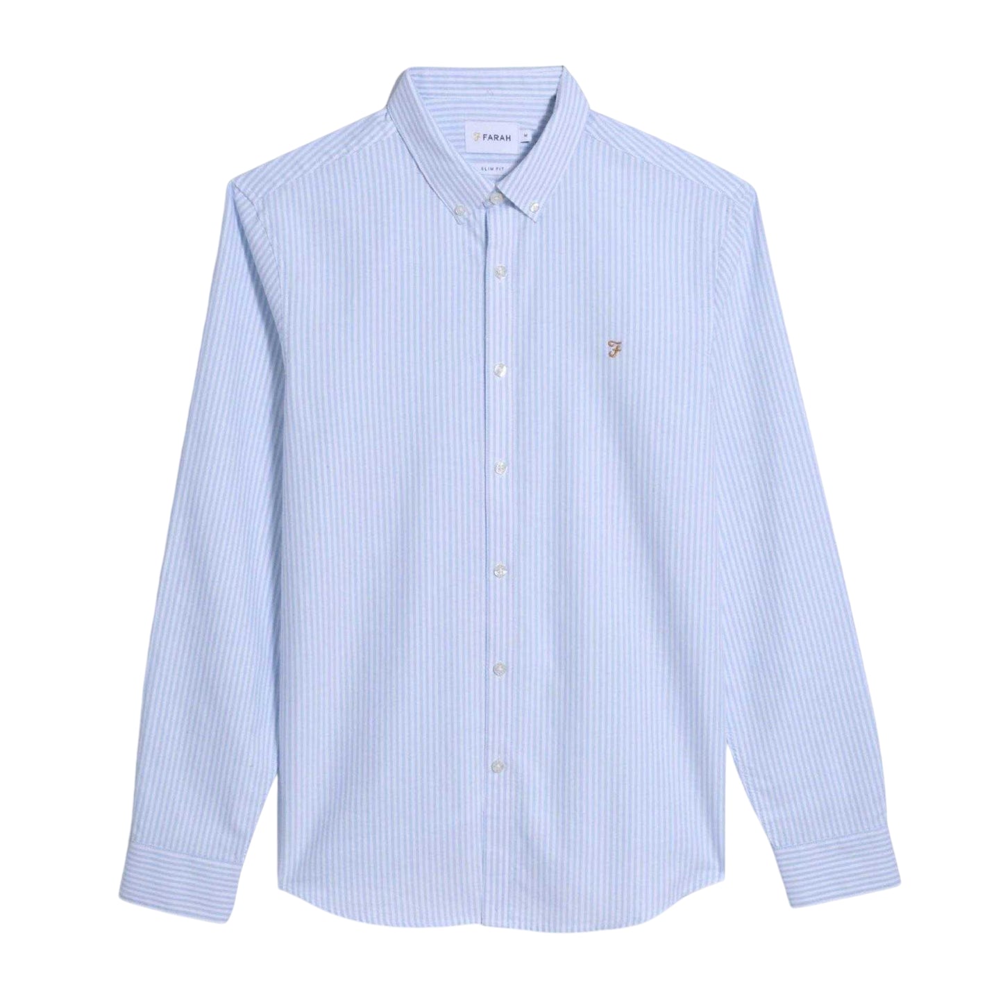 Sky Blue - Front - Farah Mens Brewer Striped Slim Shirt