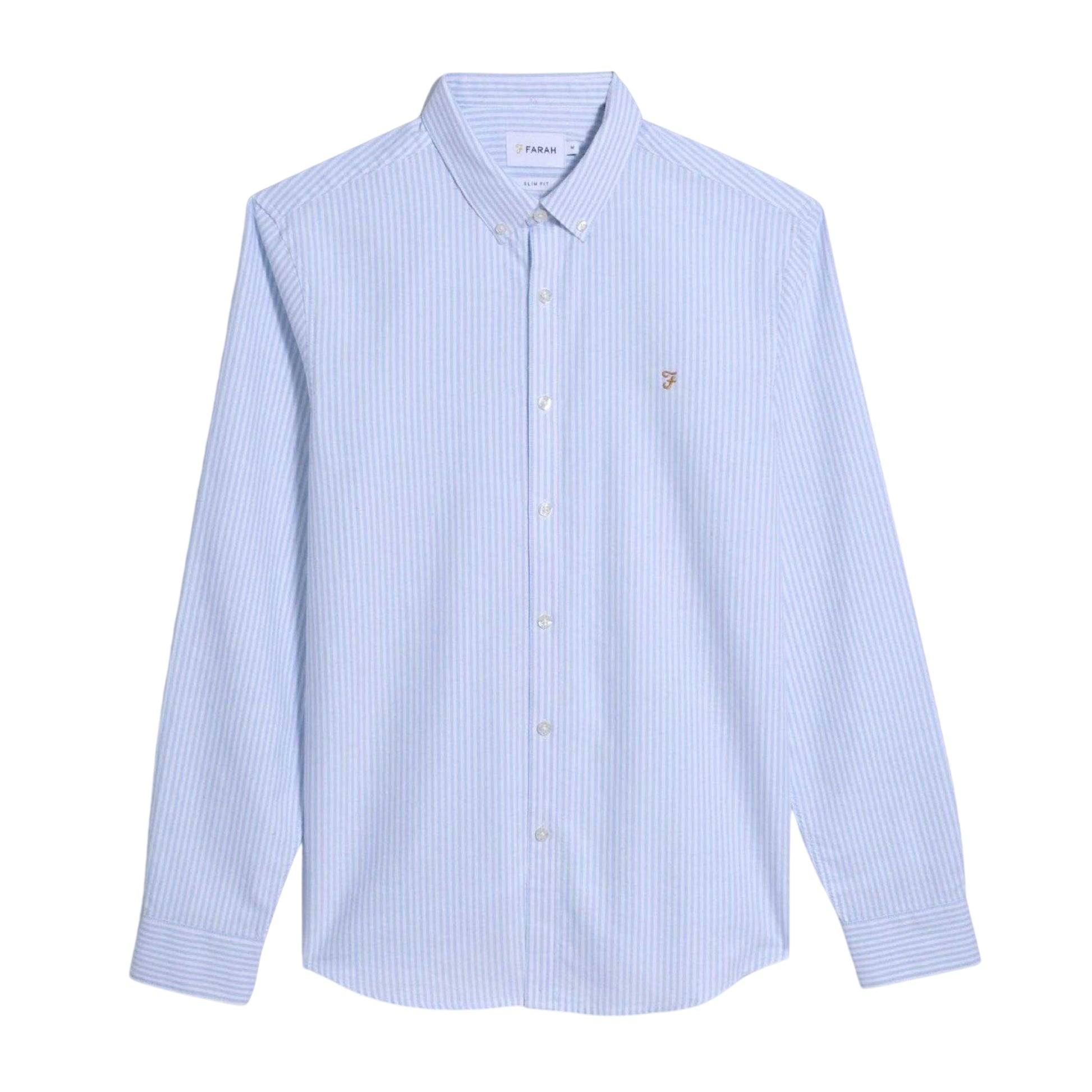 Sky Blue - Front - Farah Mens Brewer Striped Slim Shirt