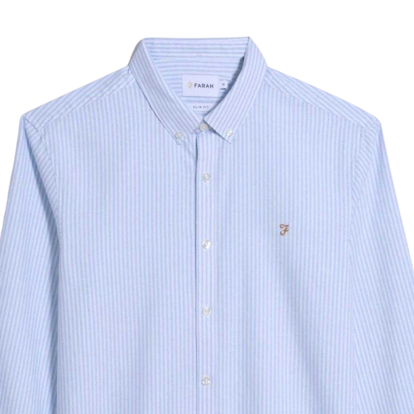 Sky Blue - Side - Farah Mens Brewer Striped Slim Shirt