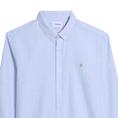 Sky Blue - Side - Farah Mens Brewer Striped Slim Shirt