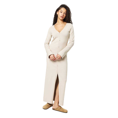 Stone Marl - Lifestyle - Jack Wills Womens-Ladies Button V Neck Sweater Dress