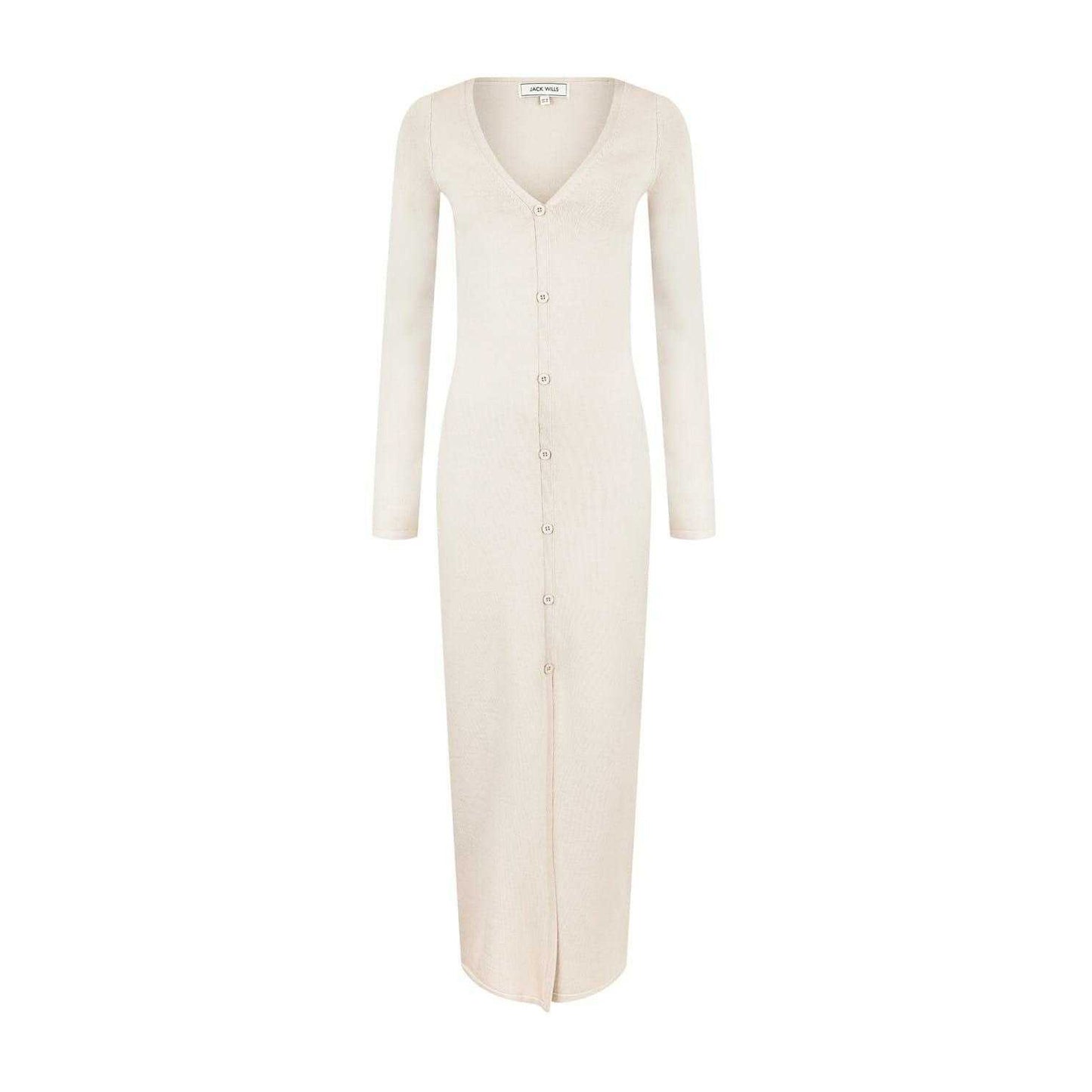 Stone Marl - Front - Jack Wills Womens-Ladies Button V Neck Sweater Dress