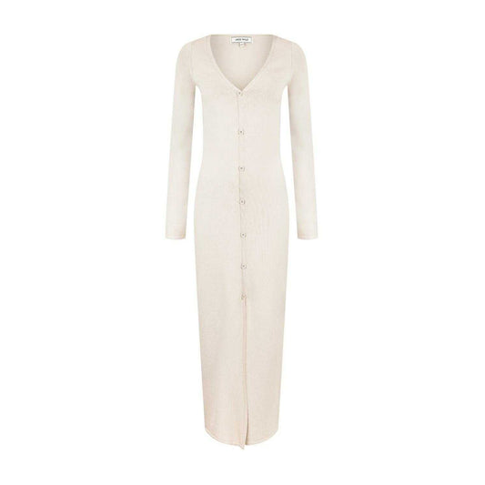 Stone Marl - Front - Jack Wills Womens-Ladies Button V Neck Sweater Dress