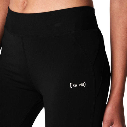 Black - Side - USA Pro Womens-Ladies Leggings