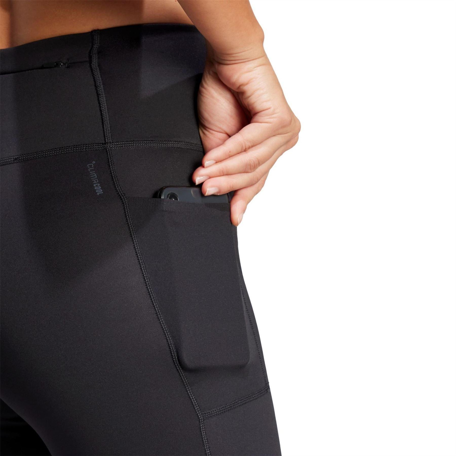 Black - Side - Adidas Womens-Ladies Running Tights