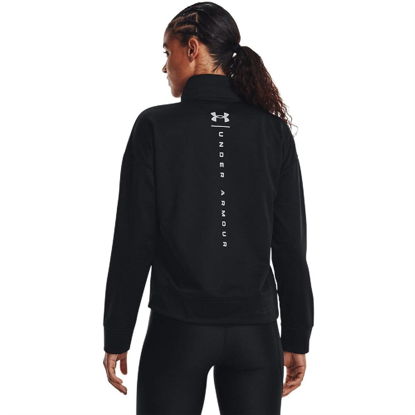 Black - Back - Under Armour Womens-Ladies Long-Sleeved Fleece Top