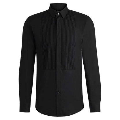 Black - Front - Boss Mens Pleated Shirt