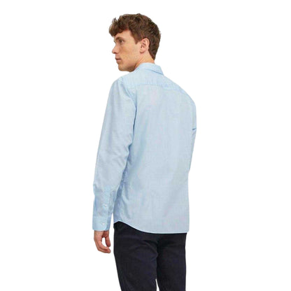 Cashmere Blue - Back - Jack And Jones Mens Joe Poplin Slim Long-Sleeved Formal Shirt