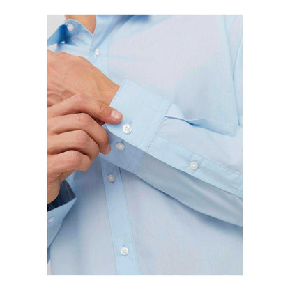 Cashmere Blue - Side - Jack And Jones Mens Joe Poplin Slim Long-Sleeved Formal Shirt