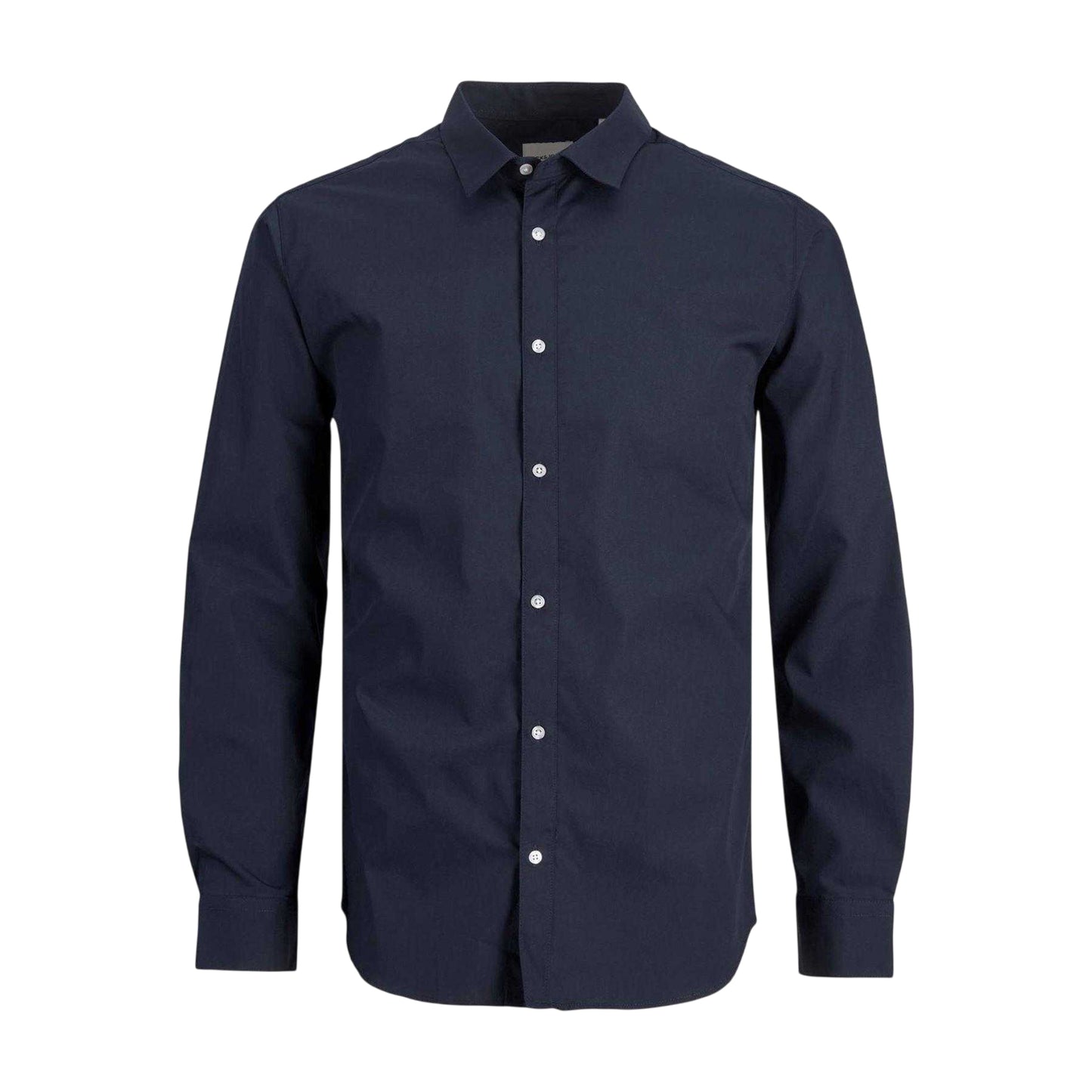 Navy Blazer - Front - Jack And Jones Mens Joe Poplin Slim Long-Sleeved Formal Shirt