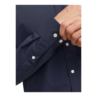 Navy Blazer - Side - Jack And Jones Mens Joe Poplin Slim Long-Sleeved Formal Shirt