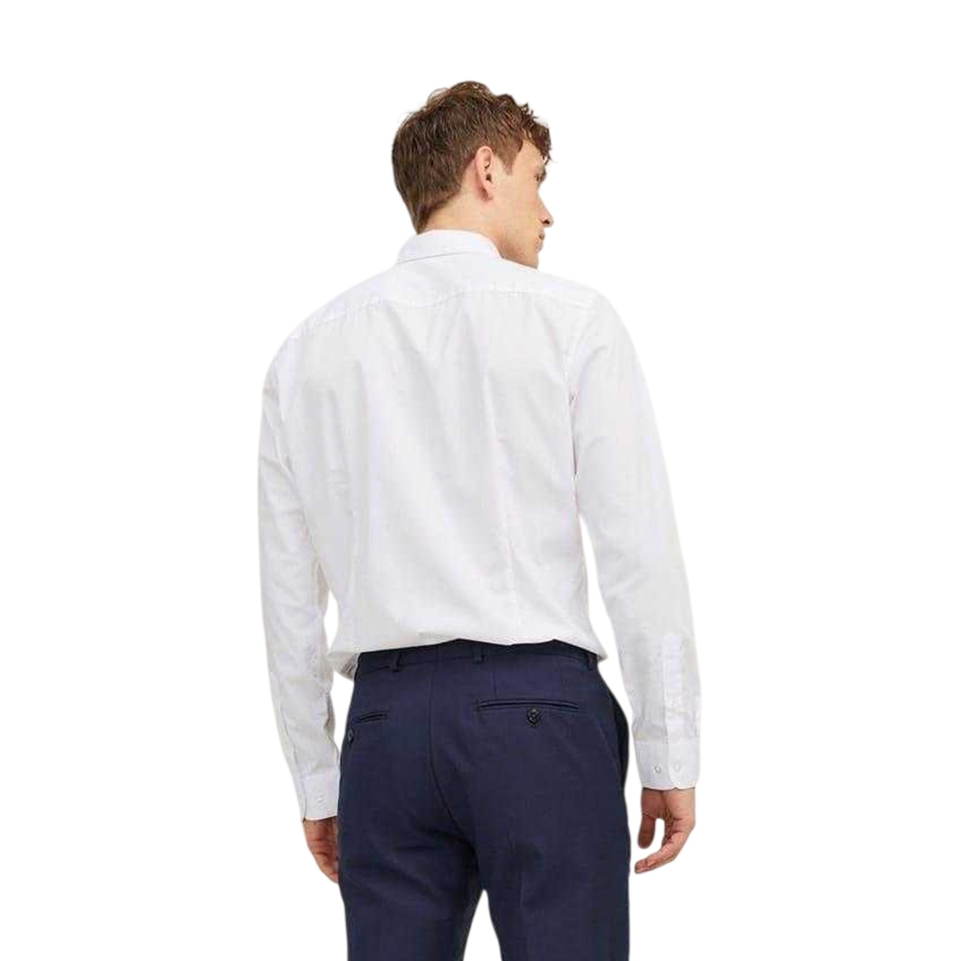 White - Back - Jack And Jones Mens Joe Poplin Slim Long-Sleeved Formal Shirt