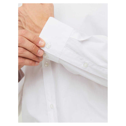 White - Side - Jack And Jones Mens Joe Poplin Slim Long-Sleeved Formal Shirt
