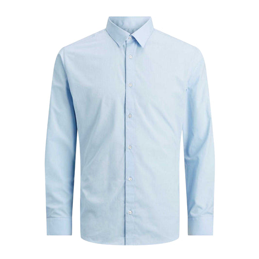 Cashmere Blue - Front - Jack And Jones Mens Joe Poplin Slim Long-Sleeved Formal Shirt
