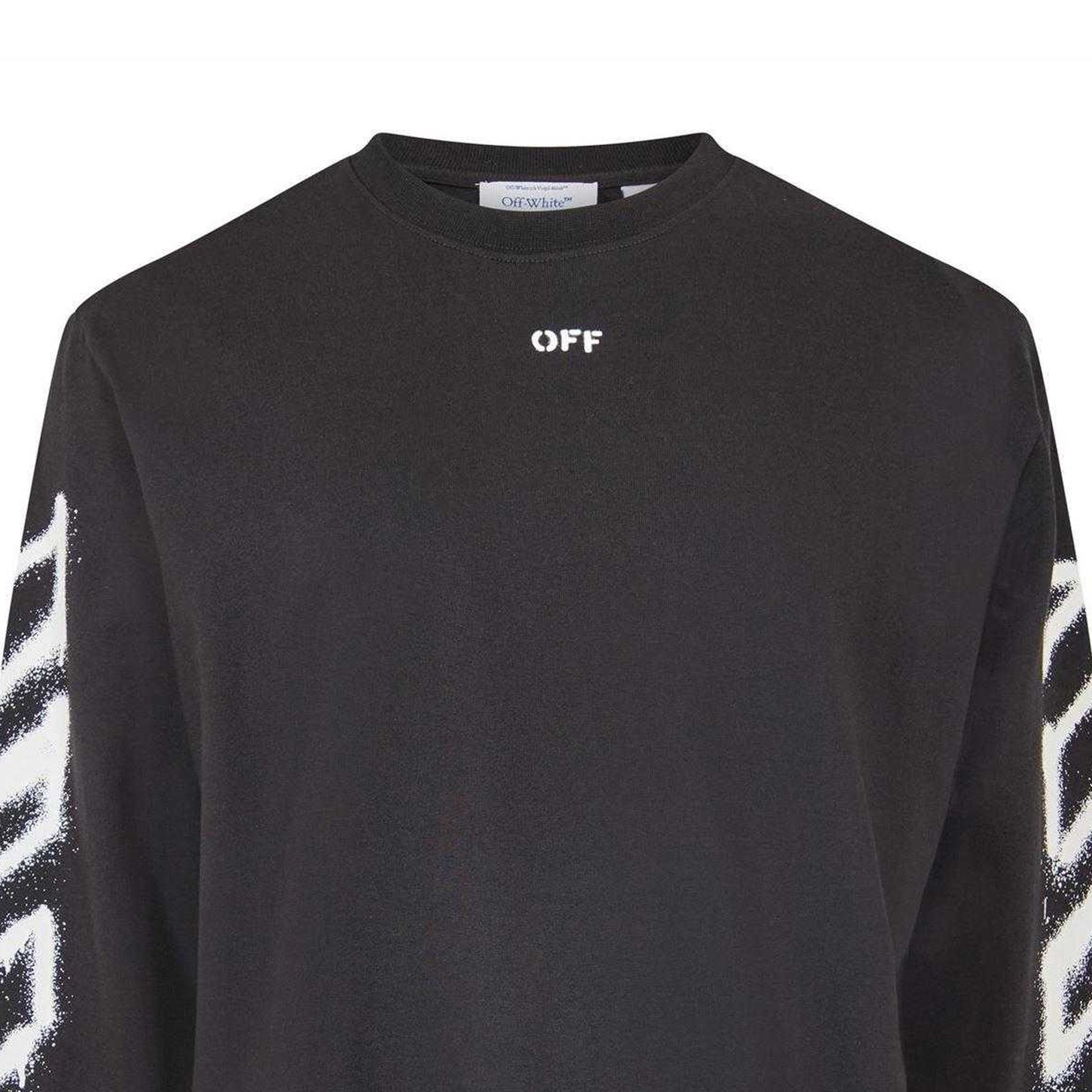 Black - Back - Off White Mens Sleeve Print Long-Sleeved T-Shirt