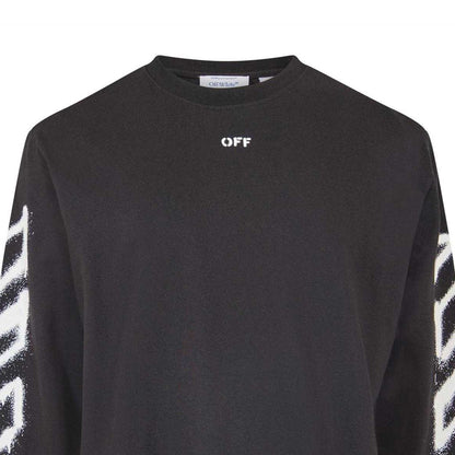 Black - Back - Off White Mens Sleeve Print Long-Sleeved T-Shirt