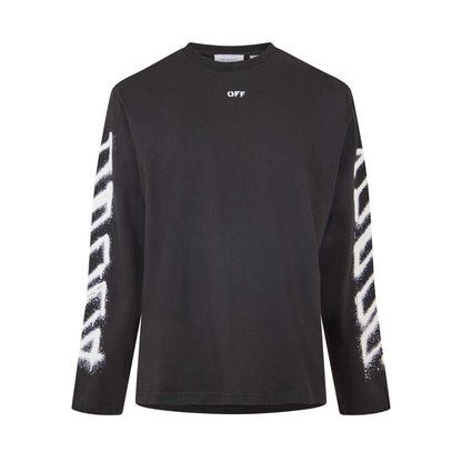 Black - Front - Off White Mens Sleeve Print Long-Sleeved T-Shirt