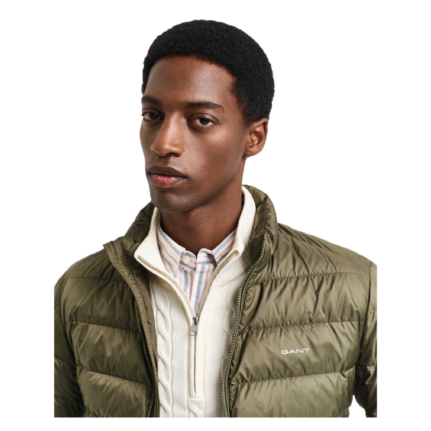 Green - Side - Gant Mens Lightweight Down Jacket