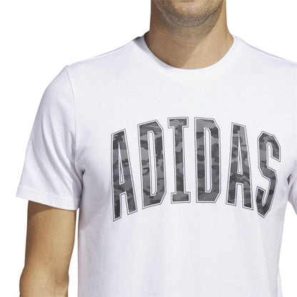 White - Side - Adidas Mens Camo Cotton Regular T-Shirt