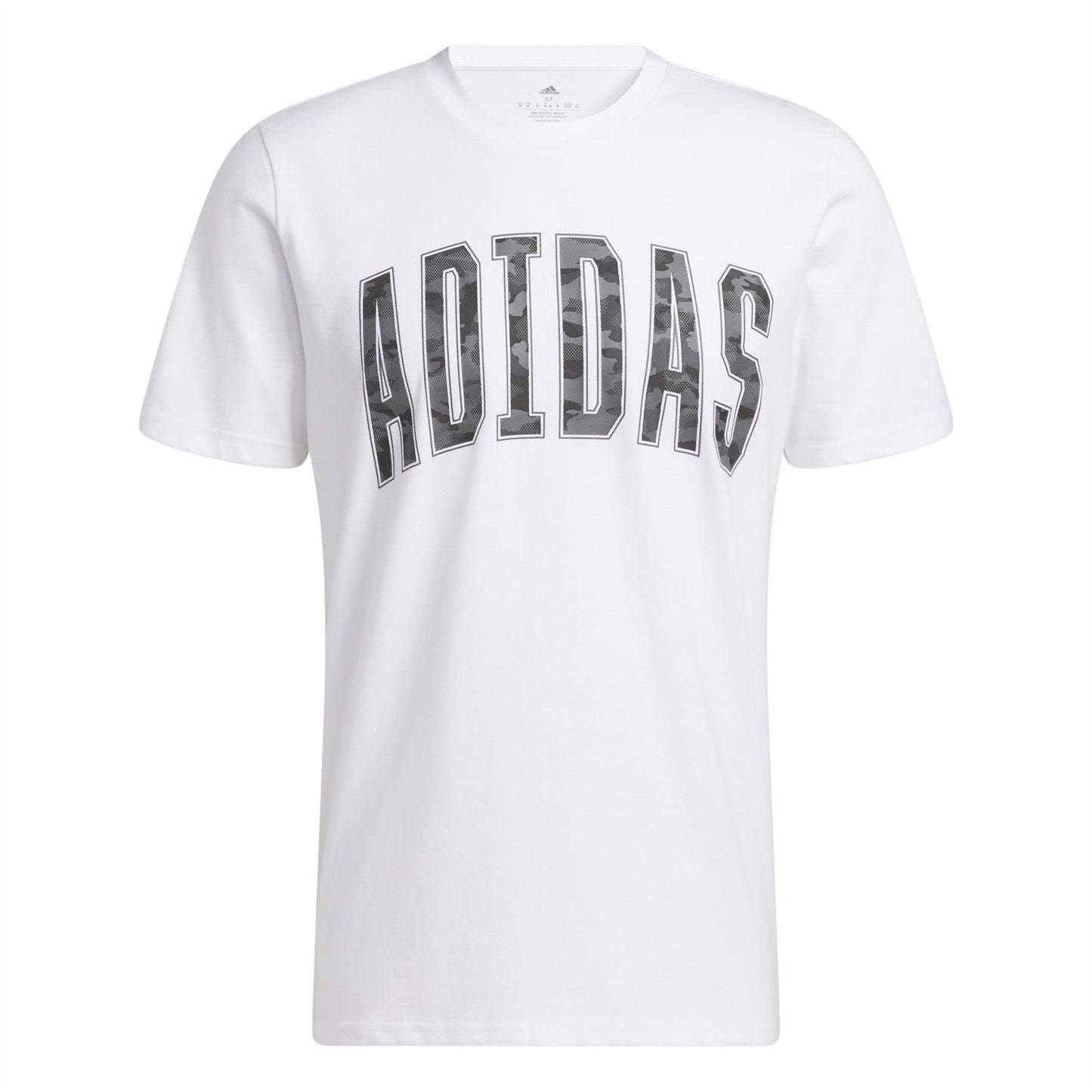 White - Front - Adidas Mens Camo Cotton Regular T-Shirt
