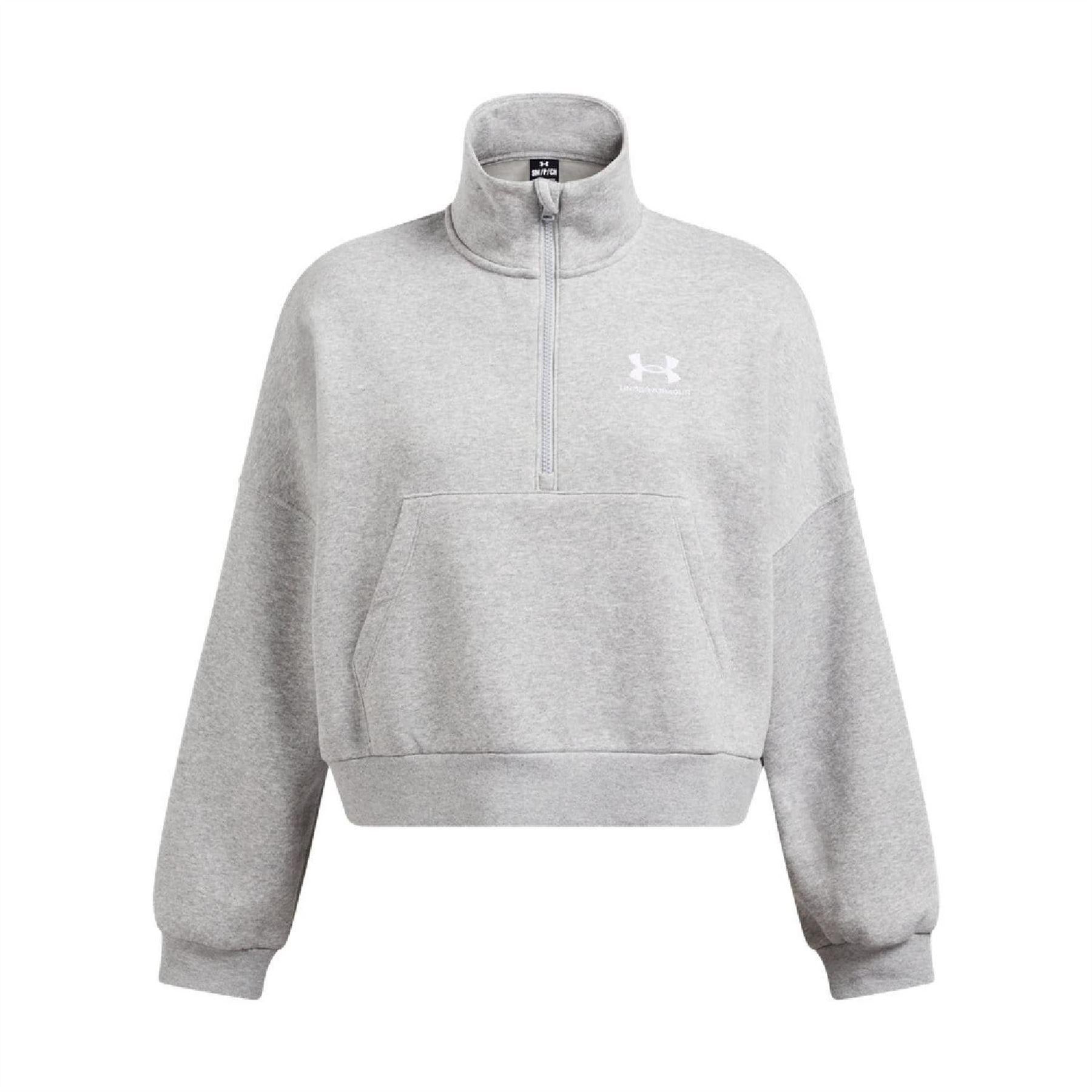 Grey - Front - Under Armour Womens-Ladies Icon Icon Half Zip Oversized Fleece Top