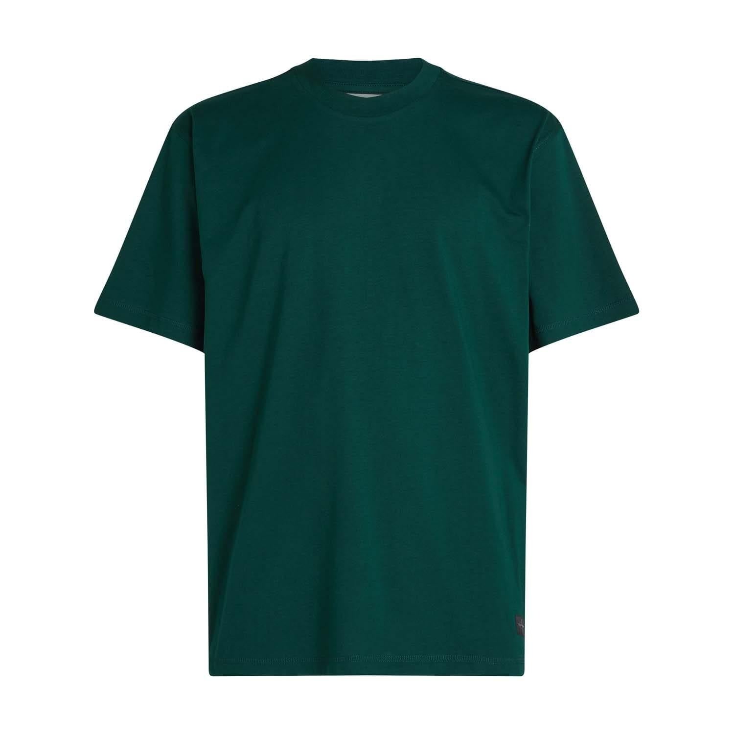 Green - Front - Calvin Klein Mens Woven Label Relaxed Fit T-Shirt