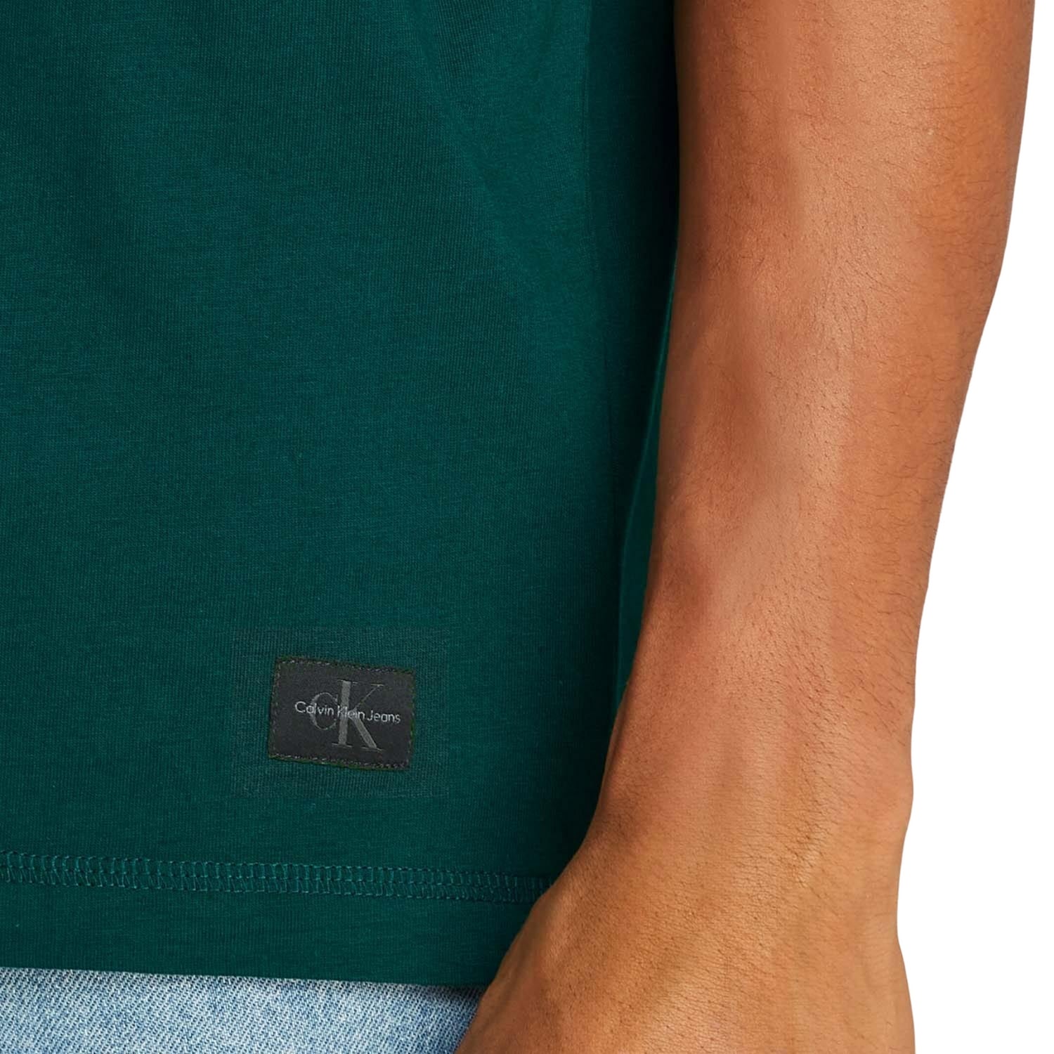 Green - Lifestyle - Calvin Klein Mens Woven Label Relaxed Fit T-Shirt