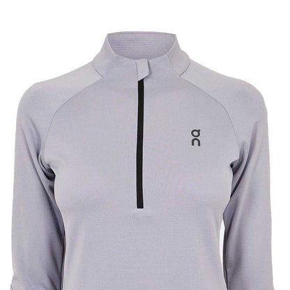 Lilac - Side - On Running Womens-Ladies Climate Half Zip Long-Sleeved Top