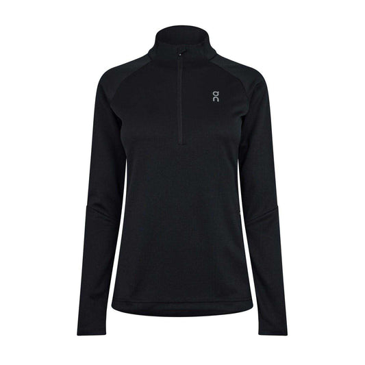 Black - Front - On Running Womens-Ladies Climate Half Zip Long-Sleeved Top