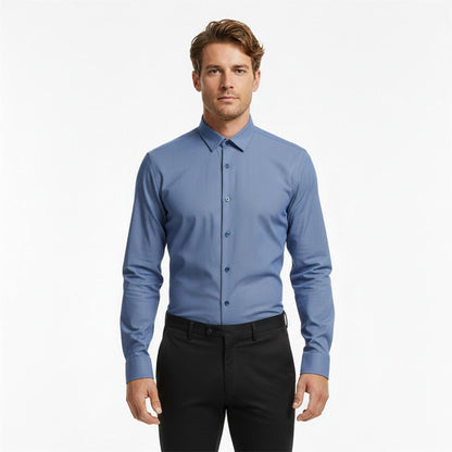 Blue - Side - Boss Mens Hank S Kent Collar Formal Shirt