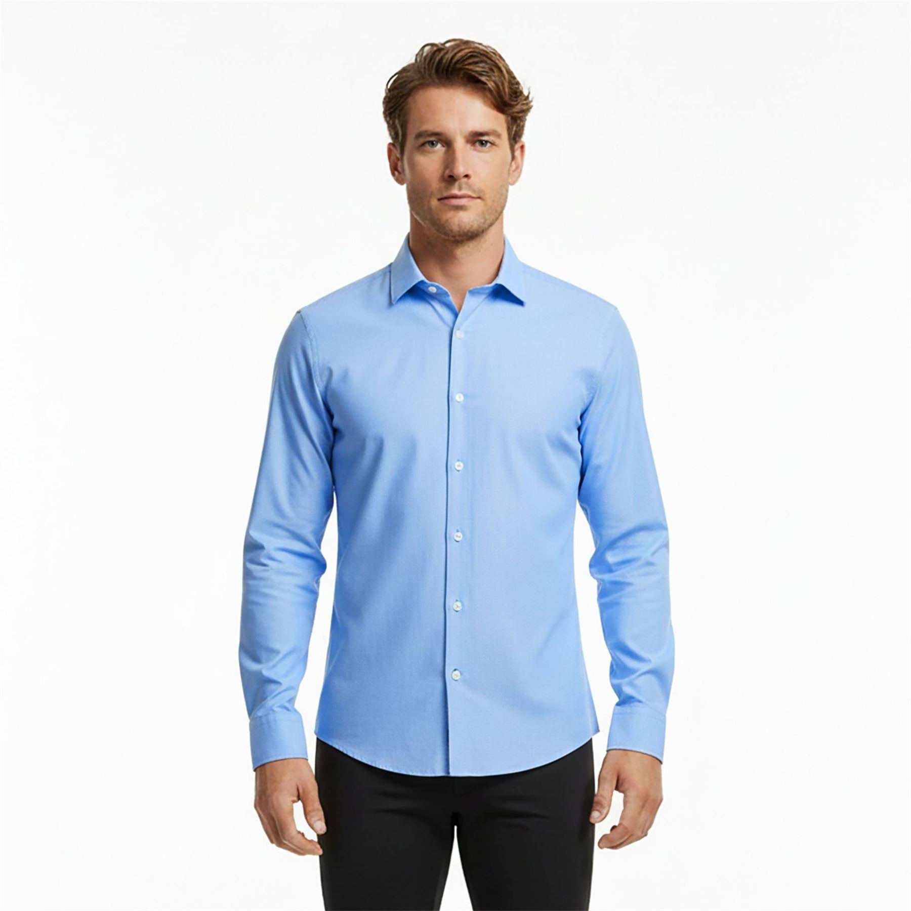 Light Blue - Side - Boss Mens Hank S Kent Collar Formal Shirt