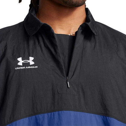 Blue - Side - Under Armour Mens Terrace96 Performance Drill Top