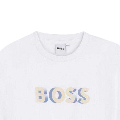 White - Side - Boss Childrens-Kids Logo T-Shirt & Shorts Set