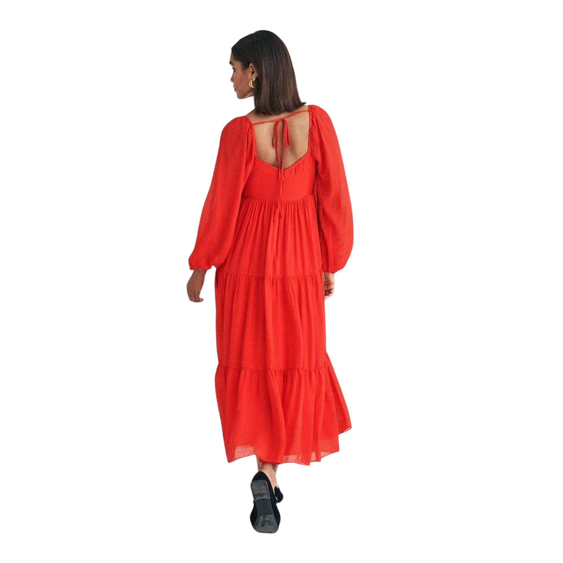 Red - Back - Nobody´s Child Womens-Ladies Char Tiered Sweetheart Midi Dress