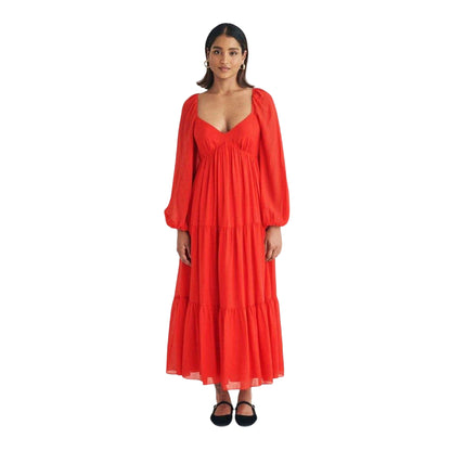 Red - Lifestyle - Nobody´s Child Womens-Ladies Char Tiered Sweetheart Midi Dress