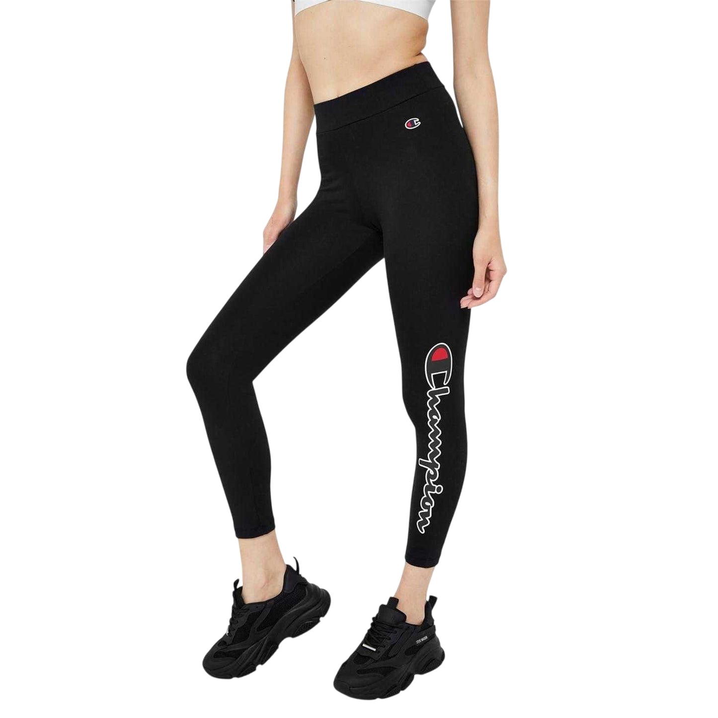 Black - Side - Champion Womens-Ladies Script Leggings