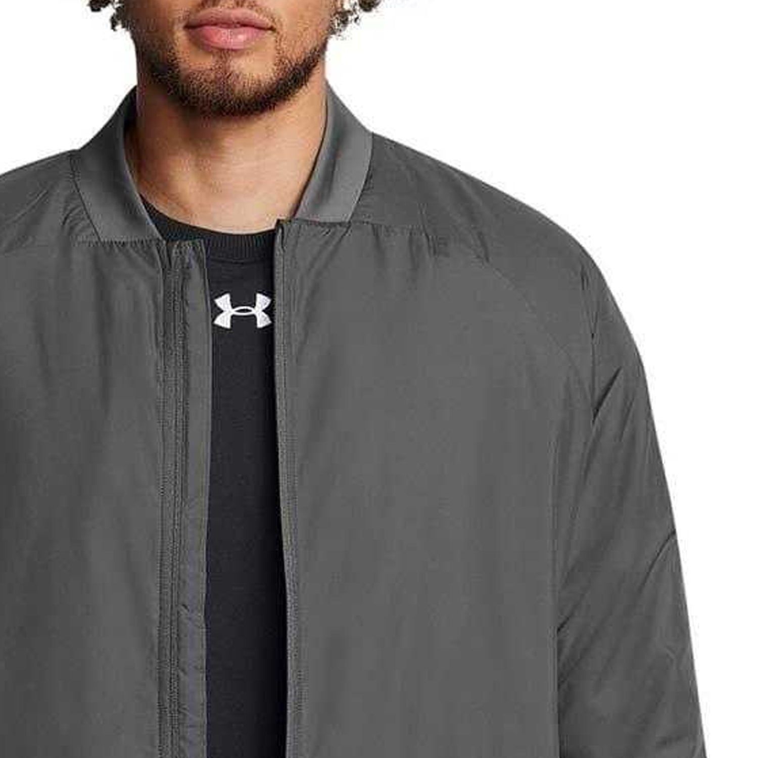 Grey - Side - Under Armour Mens Unstoppable Bomber Jacket