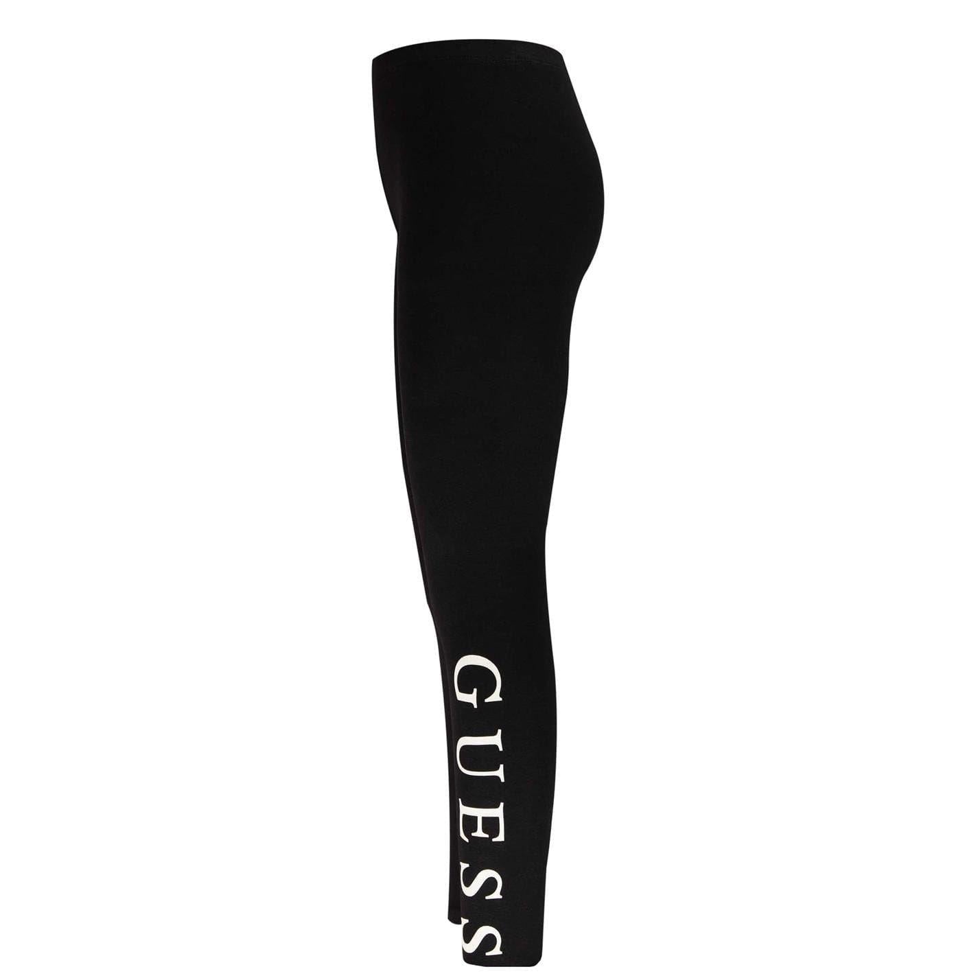 Black - Side - Guess Childrens-Kids Logo Leggings