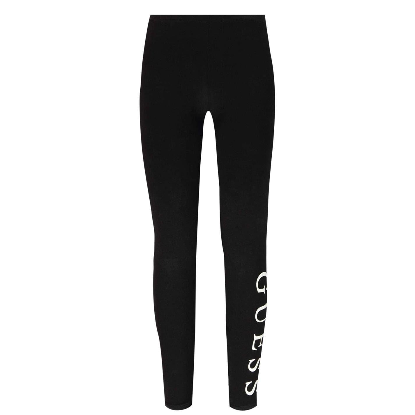 Black - Front - Guess Childrens-Kids Logo Leggings