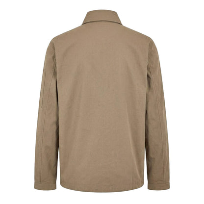 Khaki - Back - Hugo Mens Emmond Logo Full Zip Overshirt