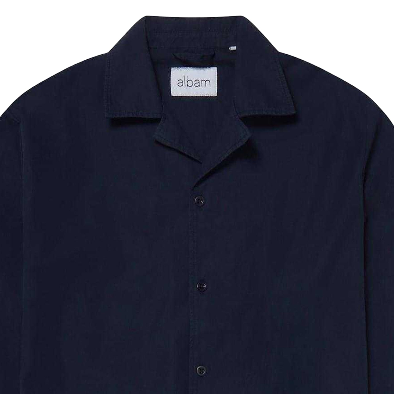 Dark Navy - Side - Albam Mens Revere Collar Long-Sleeved Shirt