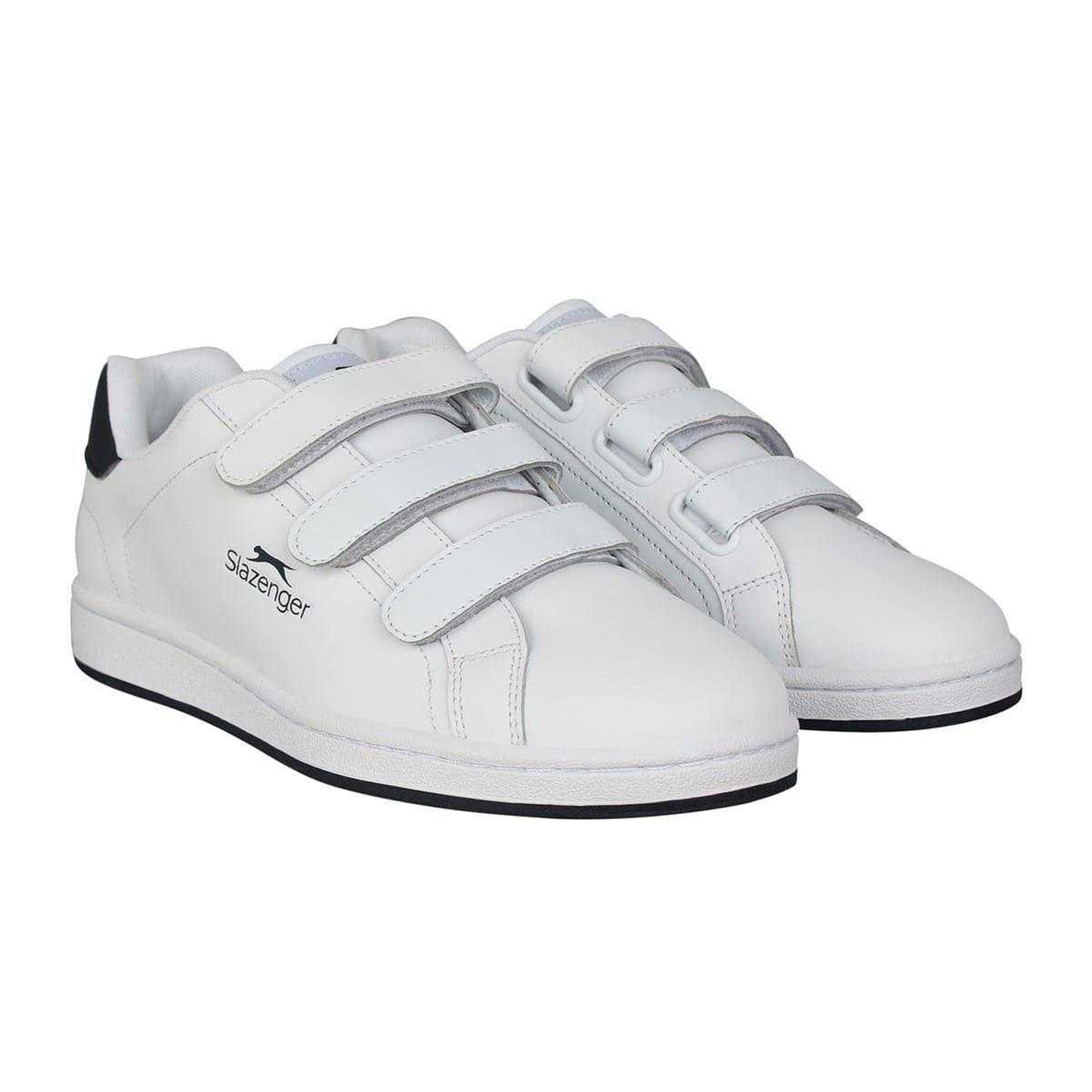 White-Navy - Pack Shot - Slazenger Mens 3 Touch Fastening Strap Trainers