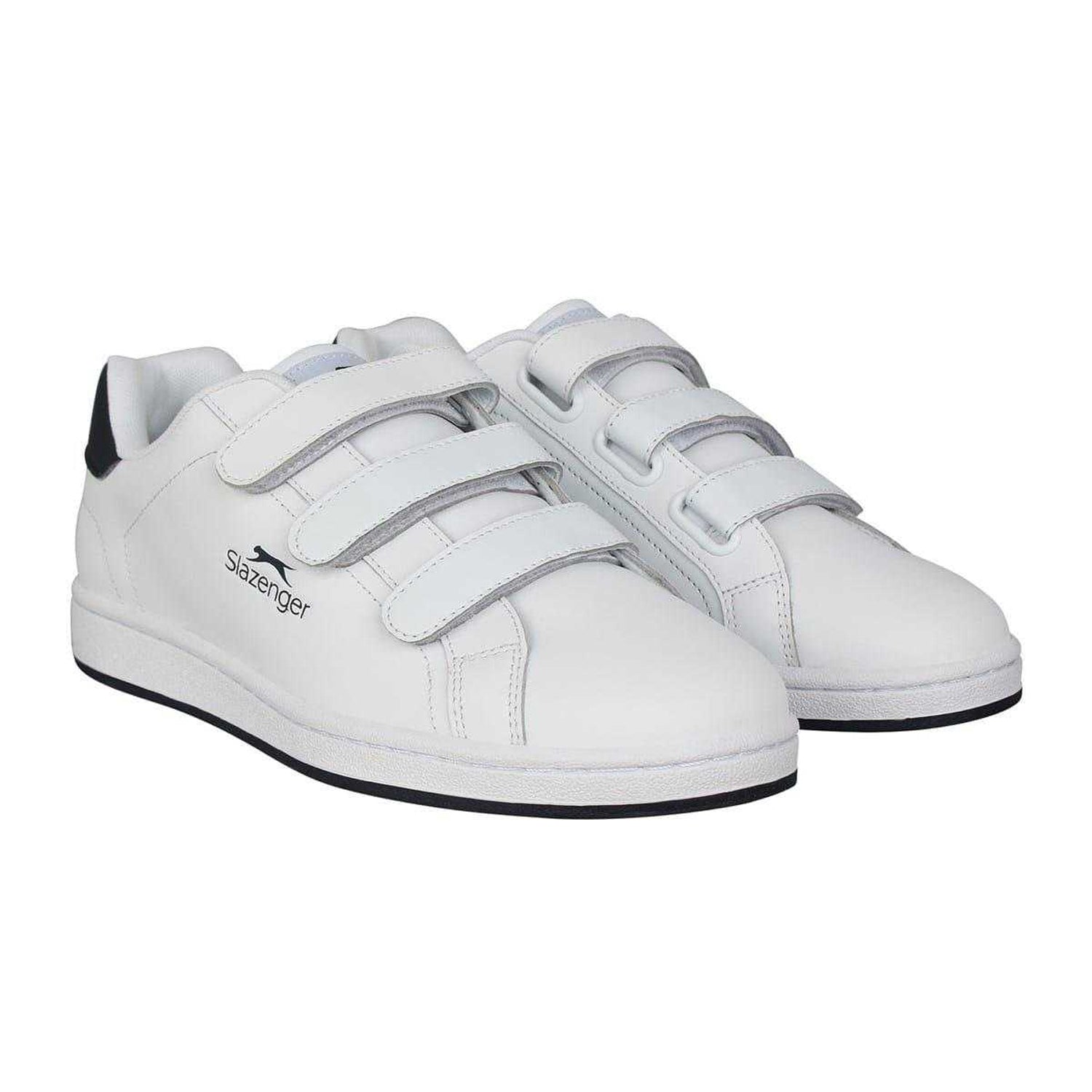 White-Navy - Pack Shot - Slazenger Mens 3 Touch Fastening Strap Trainers