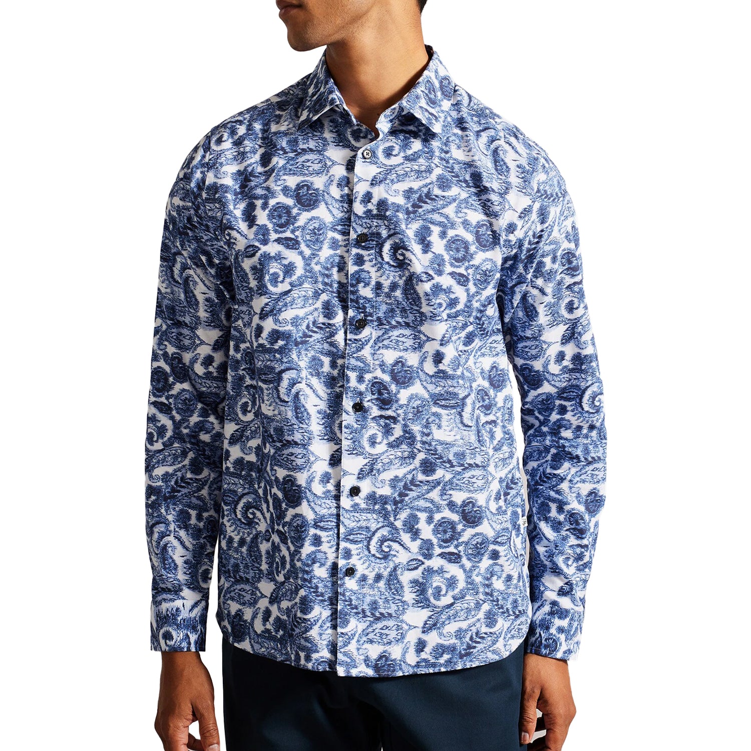 White - Side - Ted Baker Mens Uldale Paisley Long-Sleeved Shirt