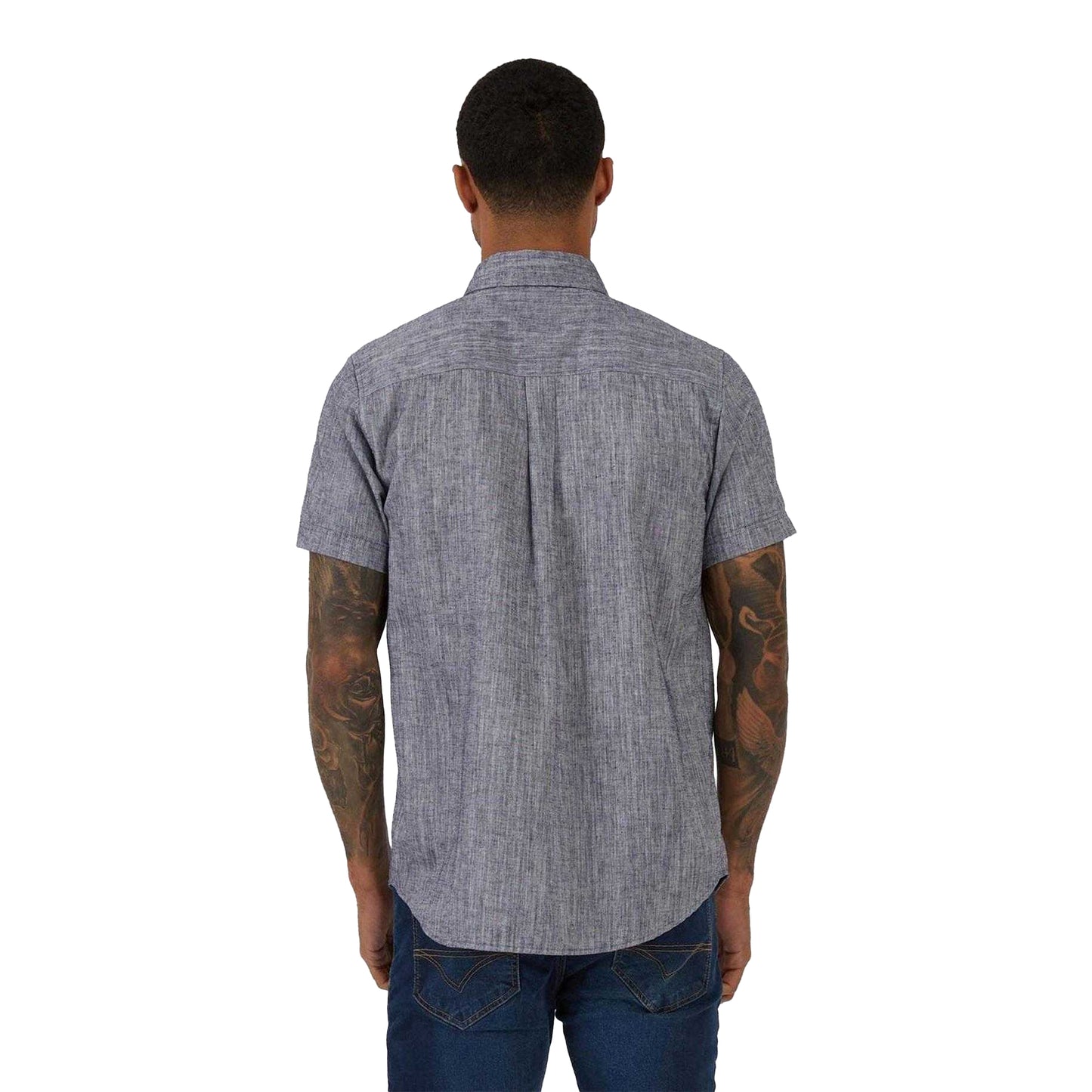 Navy - Back - Luke 1977 Mens Linen Tailored Shirt