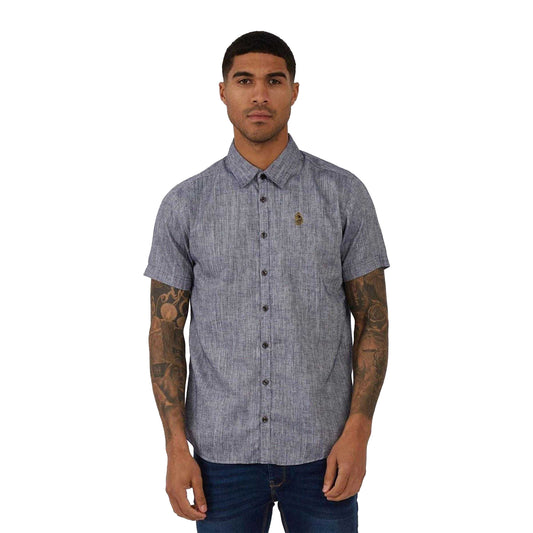 Navy - Front - Luke 1977 Mens Linen Tailored Shirt
